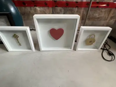 Glass Box Frames - Key, Heart, Lock, View more