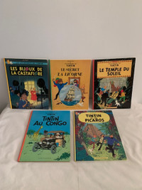 TINTIN / HERGÉ - 5 TITRES / ALBUMS - ANNÉES 1980 - GRANDS