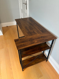 Desk L-shaped 47" with shelves - wood and metal