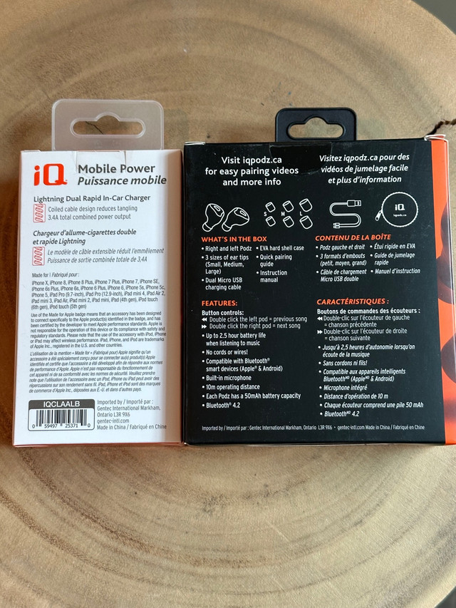 iQ wireless headphones & car charger in General Electronics in Edmonton - Image 2