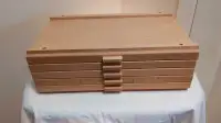 5 Drawer Wood Art Supply Storage Box (Good Condition) 
