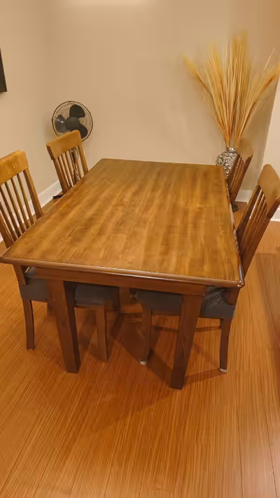 Solid wood dining table with 6 chairs