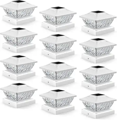 NEW (12-Pack) Solar Post Cap LED Lights (SP213) White, View more