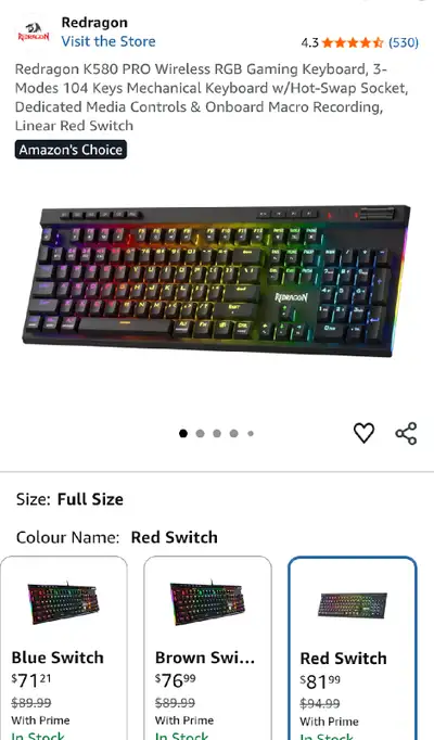 Redragon K580 Wireless Keyboard, View more