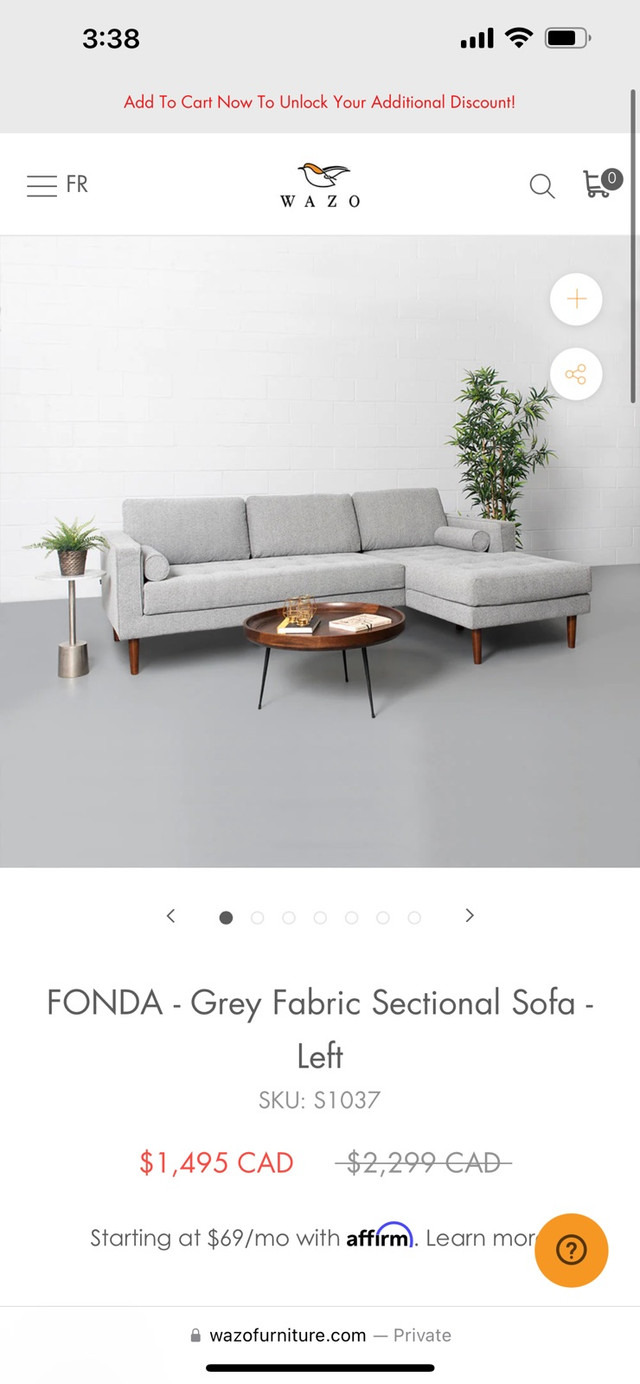 Sofa sectional  in Couches & Futons in City of Toronto - Image 3