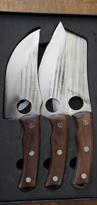 3PCS Butcher Knife Set Hand Forged Chef Knife Boning Knife
