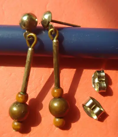 Pendants d'oreilles boules métal et bois, View more