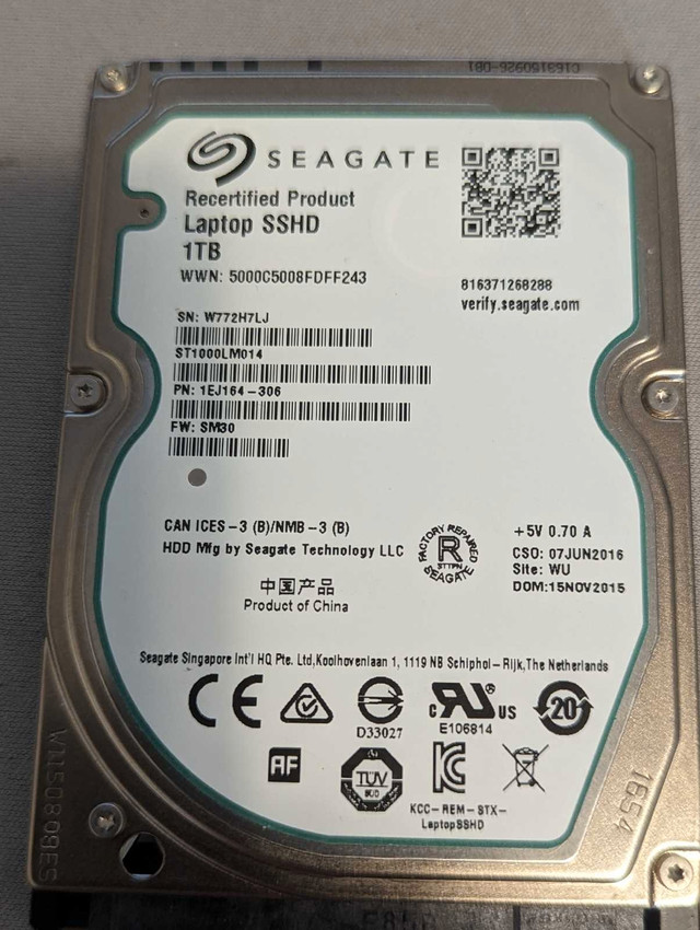 1 Tb Seagate 2.5" Sata hdd in Laptop Accessories in Oshawa / Durham Region