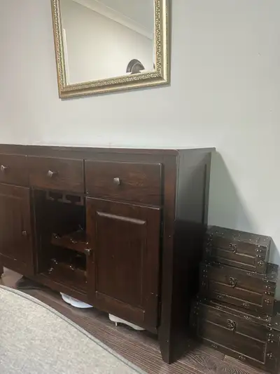 Solid Wood Dininf Buffet / Sideboard Cabinet with Wine Rack, View more