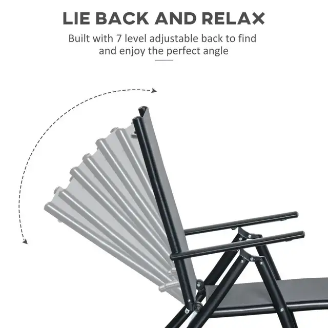 Outdoor Set of 2 Lounge Chair, Folding Reclining Garden Sun Loun in Patio & Garden Furniture in Markham / York Region - Image 5