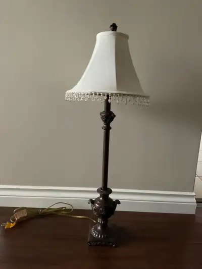 Traditional Console Table Lamp Crackled brown finish, on-off socket switch 31" high, Base 5" wide Sh...