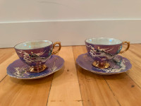 2 Vintage Shafford Hand Painted Japan Dragon Teacups & saucers