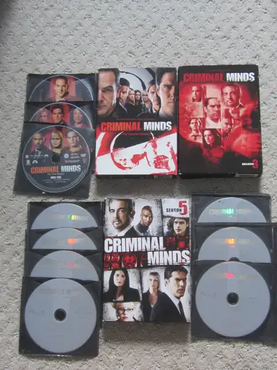 Seasons 1 thru 6 of Criminal Minds on DVD. Seasons 2, 3, and 5 have their original cases. Seasons 1,...