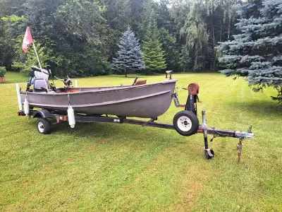 Naden Aluminum 14' boat with front/rear led lights, anchor, bilge pump, portable fish finder, downri...