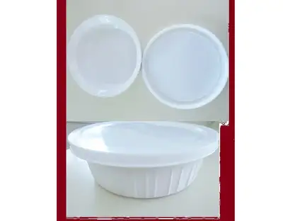 WHITE Round CASSEROLE DISH with LID, View more