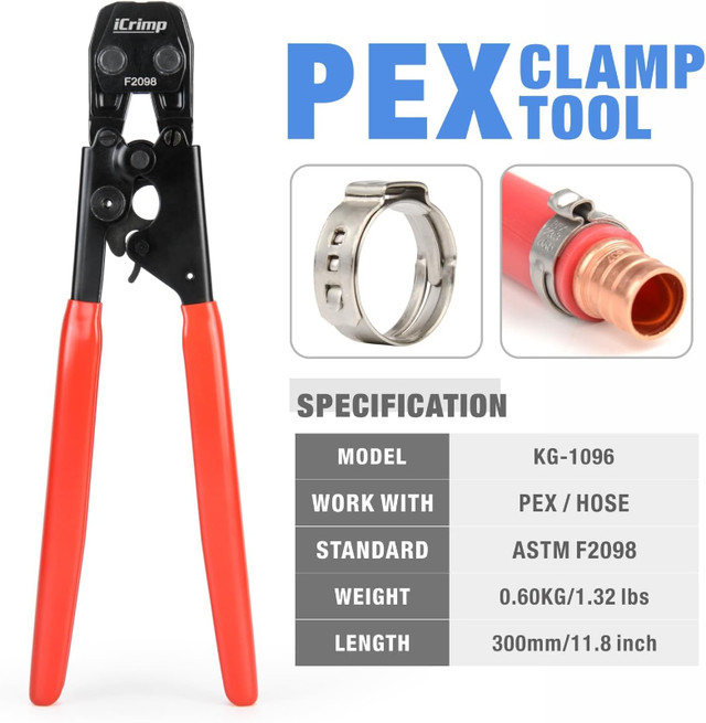 IWISS PEX Clamp Tool for Attaching 3/8" to 1" Stainless Steel Ho in Hand Tools in City of Toronto - Image 3