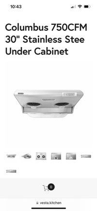 Brand New Vesta 750 CFM Kitchen Range hood for Wholesale 