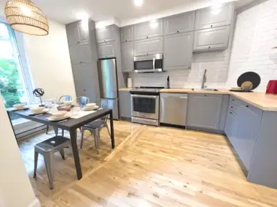 Grand 4 1/2 avec cours, animaux acceptés, proche rue Masson