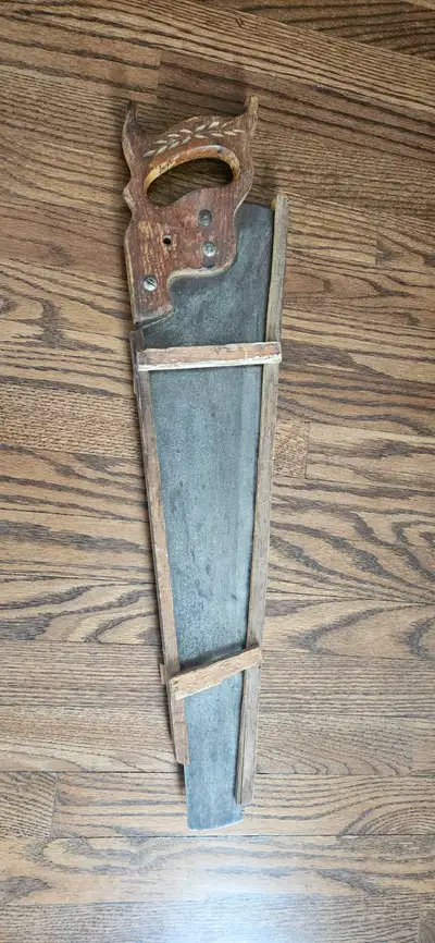 Vintage Handsaw with Wooden Cover, View more