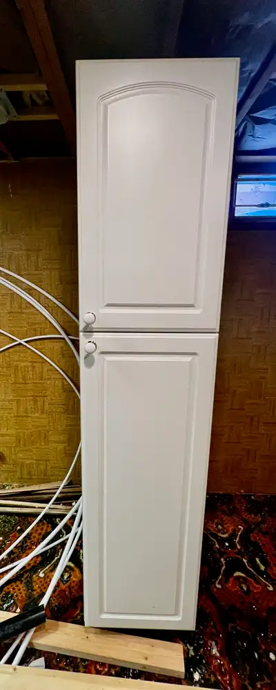 Two - 83” Tall White Storage Cabinet – Solid MDF Pantry / Linen, View more