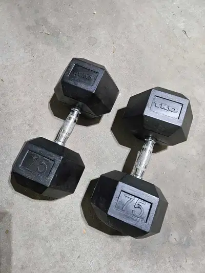 RubberHex Dumbbells 75lbs, View more