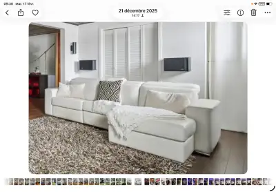 sofa Jaymar cuir véritable ivoire, View more