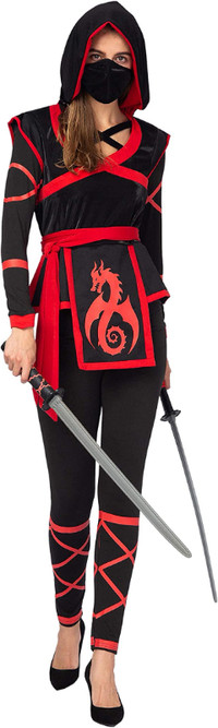 Ninja Warrior Costume for Women with Ninja Mask