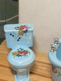 Vintage Doll House bone china Toilet & Sink