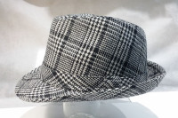 Fedora Black Houndstooth Hat 100% Cotton 58cm