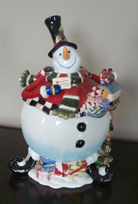 FITZ AND FLOYD SNOWMAN / CHRISTMAS COOKIE JAR