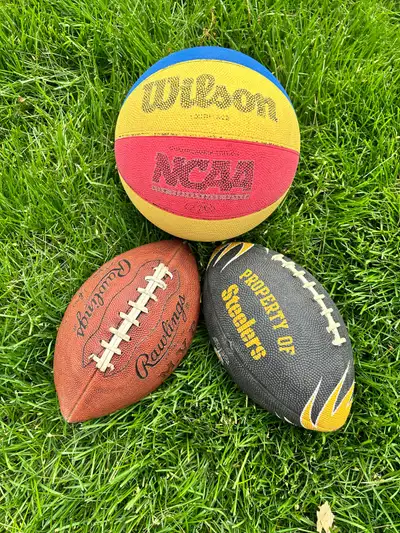 Football & Basketball Balls (3). Fair used condition.