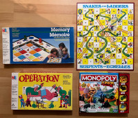 Monopoly jr, Opération, Serpents/échelles, Mémoire (4 pour $10)