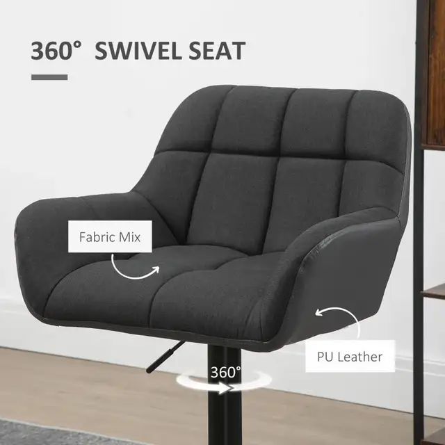 Adjustable Bar Stools with Footrest Armrests and PU Leather in Chairs & Recliners in Markham / York Region - Image 8