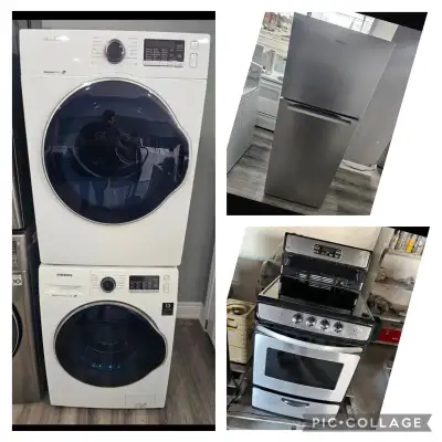 WOW!! stainless steel fridge stove washer dryer combo , View more