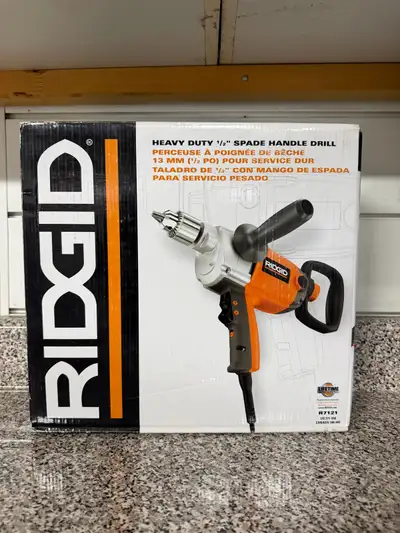 Meet at Longo's Rutherford am selling a Ridgid Heavy Duty 1/2" Spade Handle Drill, perfect for tough...