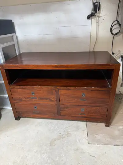 Wood cabinet with open shelf, View more