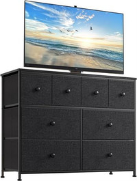 8 Drawer  Black Dresser TV Stand