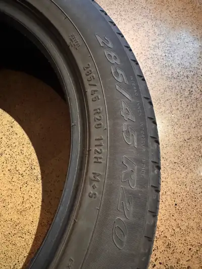 Selling 4 285/45R20 tires that is in used condition. The tired have some wear, as can be seen in the...