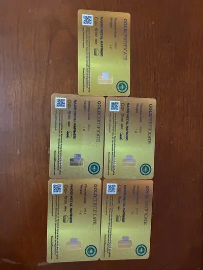 1 gram gold bars. Minted from Nadir Metal Rafineri. we have five (5) bars in total. Will sell for $3...