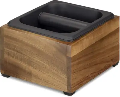Navaris Coffee Knock Box - Stainless Steel and Wood Bin, View more