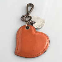 CALVIN KLEIN Key Chain Bag Charm, Heart, Orange Leather
