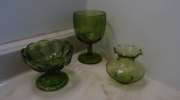 VTG Green Depression Glass Lot