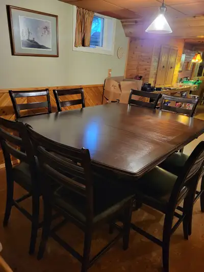 Large pub height table with 8 chairs, View more