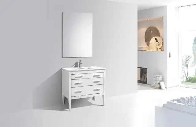Eiffel 30” High Gloss White Vanity include Quartz Countertop & U in Cabinets & Countertops in Calgary - Image 6