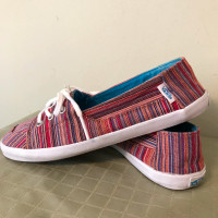 Vans Party Pink Pinstripe Palisades Surf Siders - Size 7