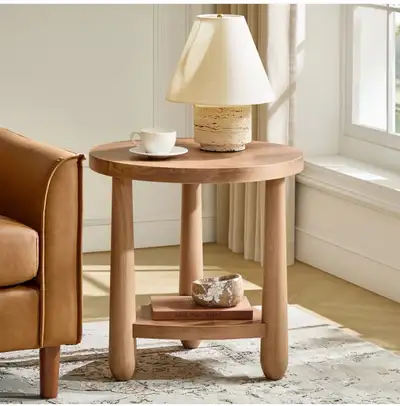 Brand new Alban Moedrn 23.6''Tall Round Solid Wood End Table , View more