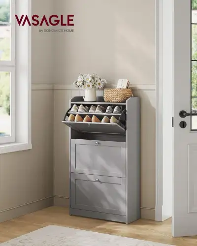 VASAGLE Shoe Cabinet with 3 Flip Drawers, View more
