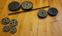 Barbell and plates - $100