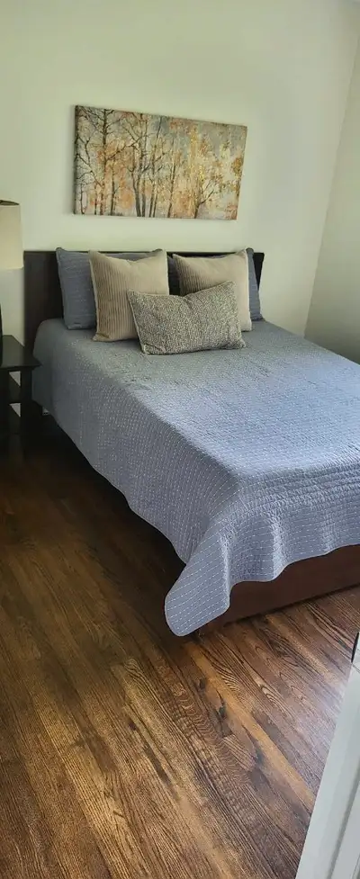 Bed frame and mattress in perfect condition Double sized memory foam Mattress just in guest room and...