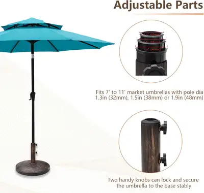 NEW C-Hopetree 42 lb Heavy Duty Round Patio Base Stand Umbrella, View more